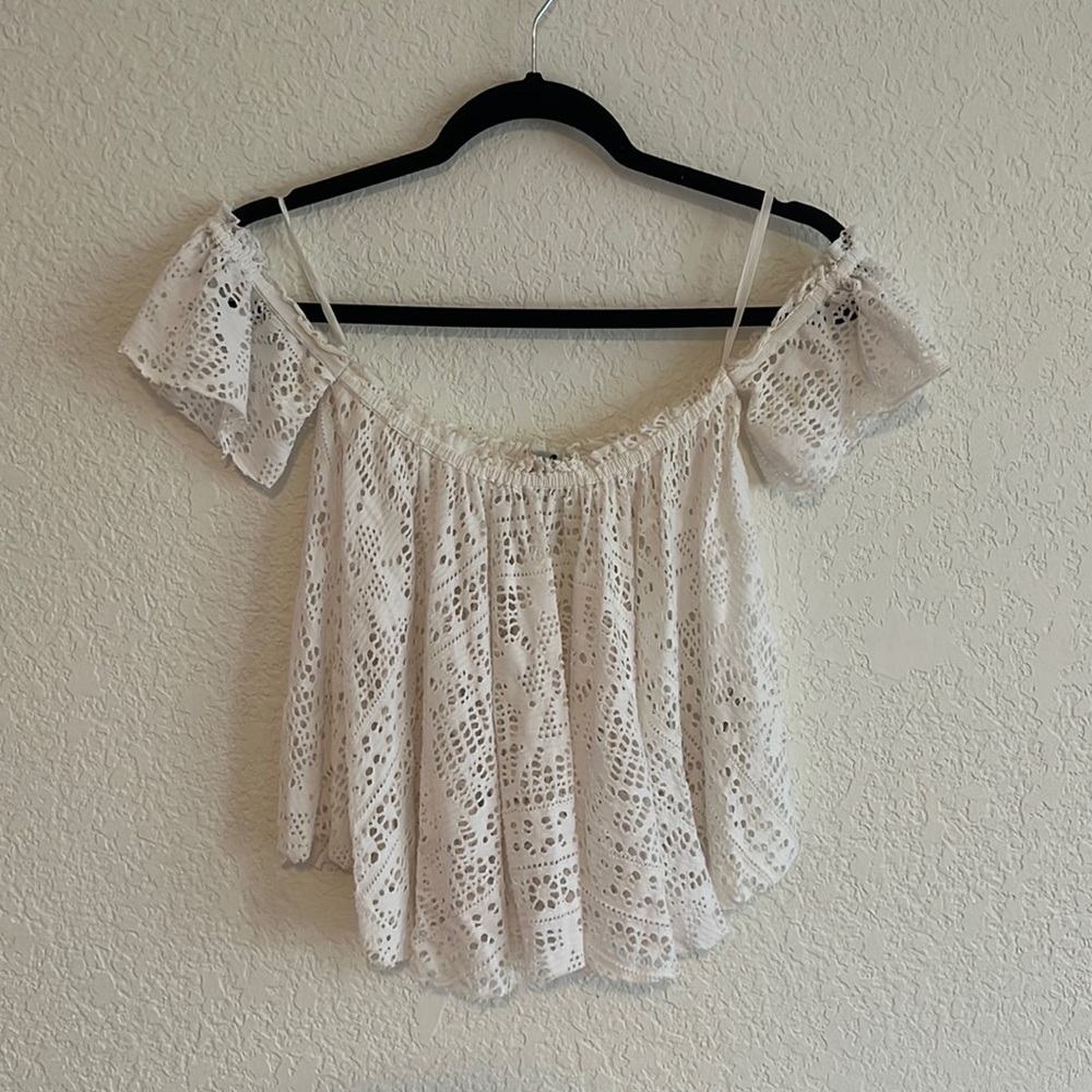 Free People Beach White Off Shoulder Top